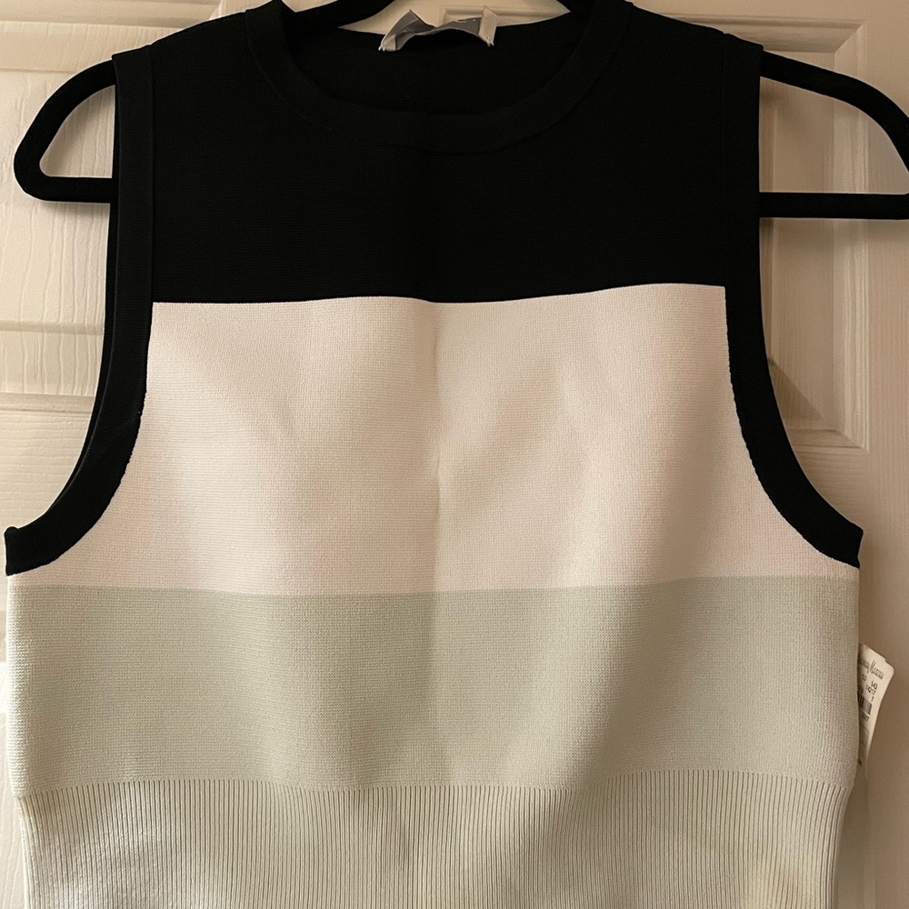 A.L.C. Lola Black White & Lime Color Block Crop Top